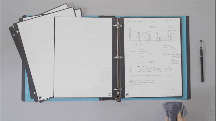video of someone erasing writing on Rocketbook reusable paper