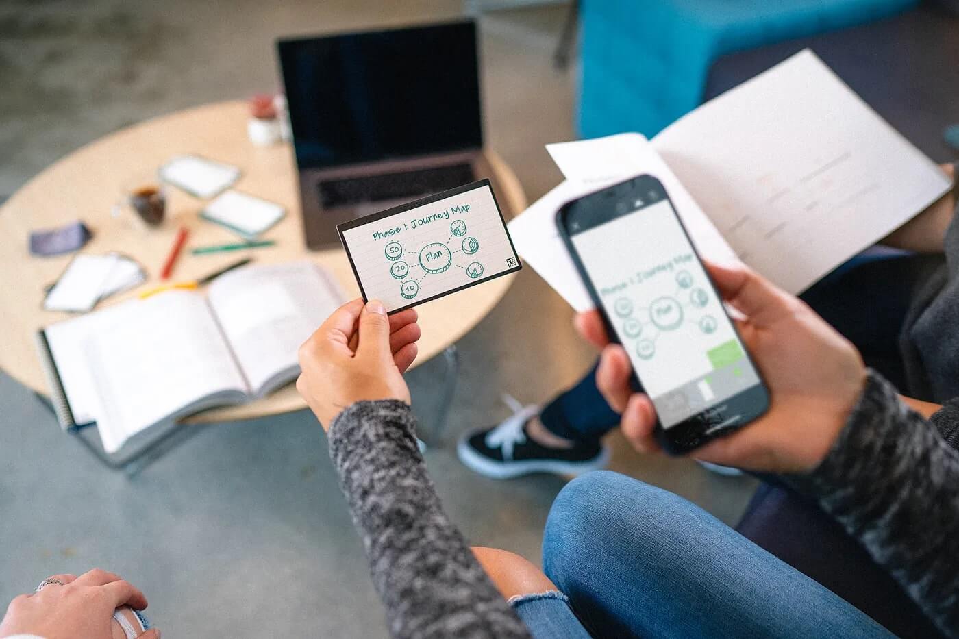 person scanning a Rocketbook Cloud Card with their phone