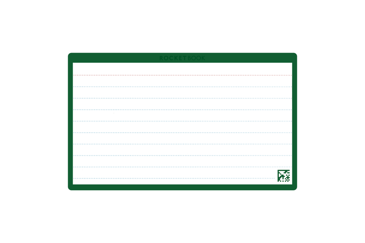 a green card with a lined layout