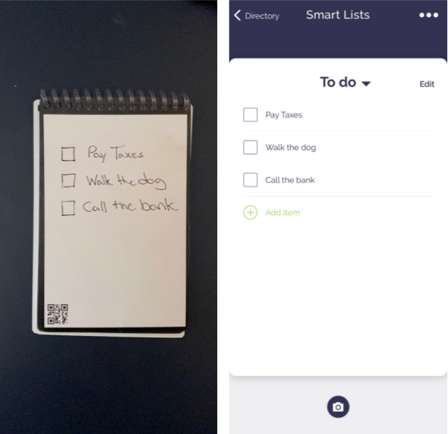 two smartphones side by side featuring smart list feature
